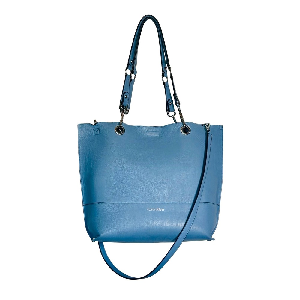 Calvin Klein Twilight Blue Sonoma Reversible Faux Leather Tote Carryall Spring